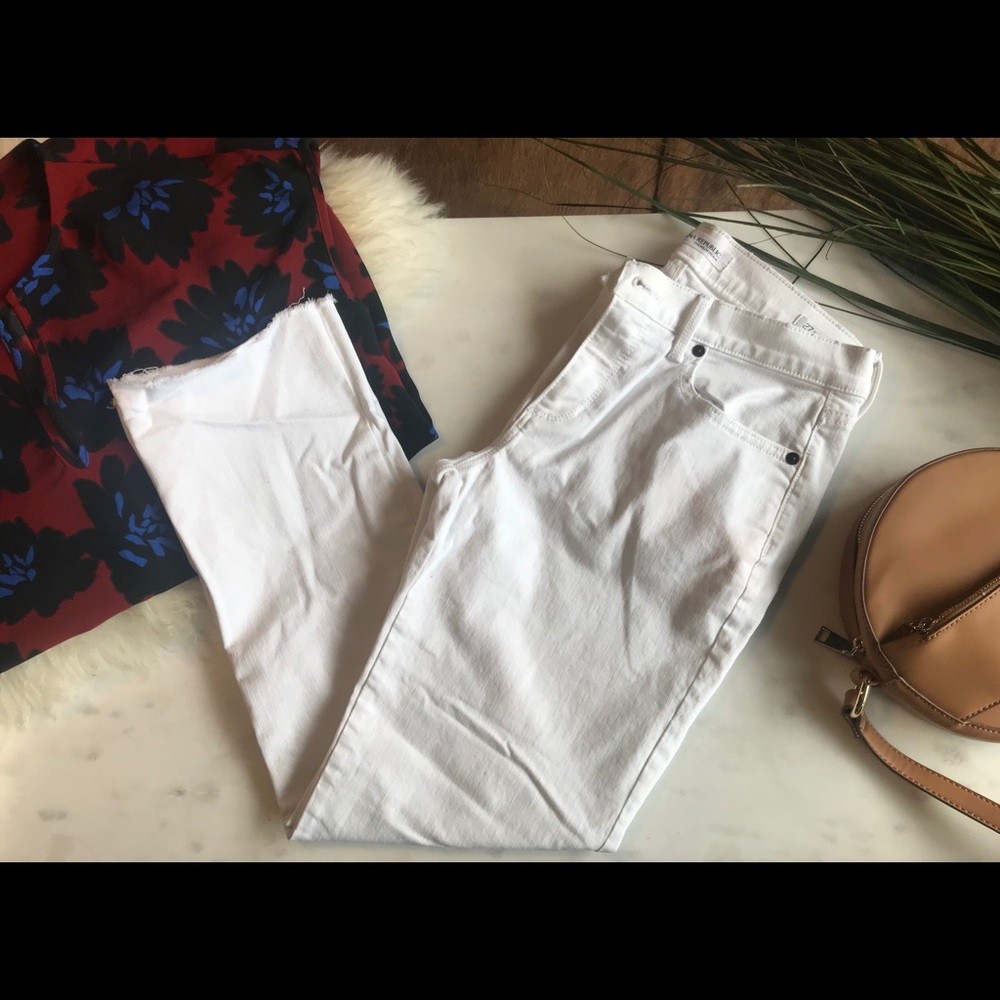 Banana Republic White Jeans with Rough Hem